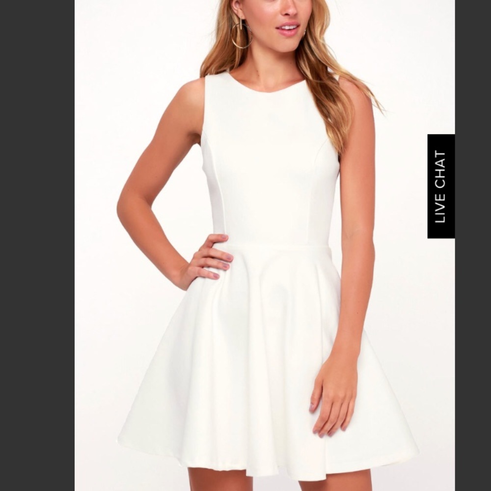 Lulus white backless skater dress, XS